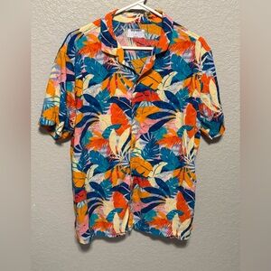 Old Navy Blue and Orange Casual Button Down Shirt